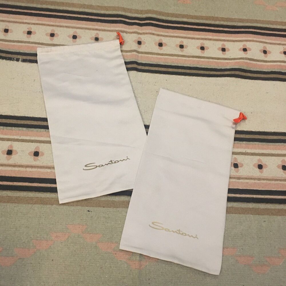 Two (2) Santoni Light beige & orange drawstring 
new 
15” x 8” 
garment bags for